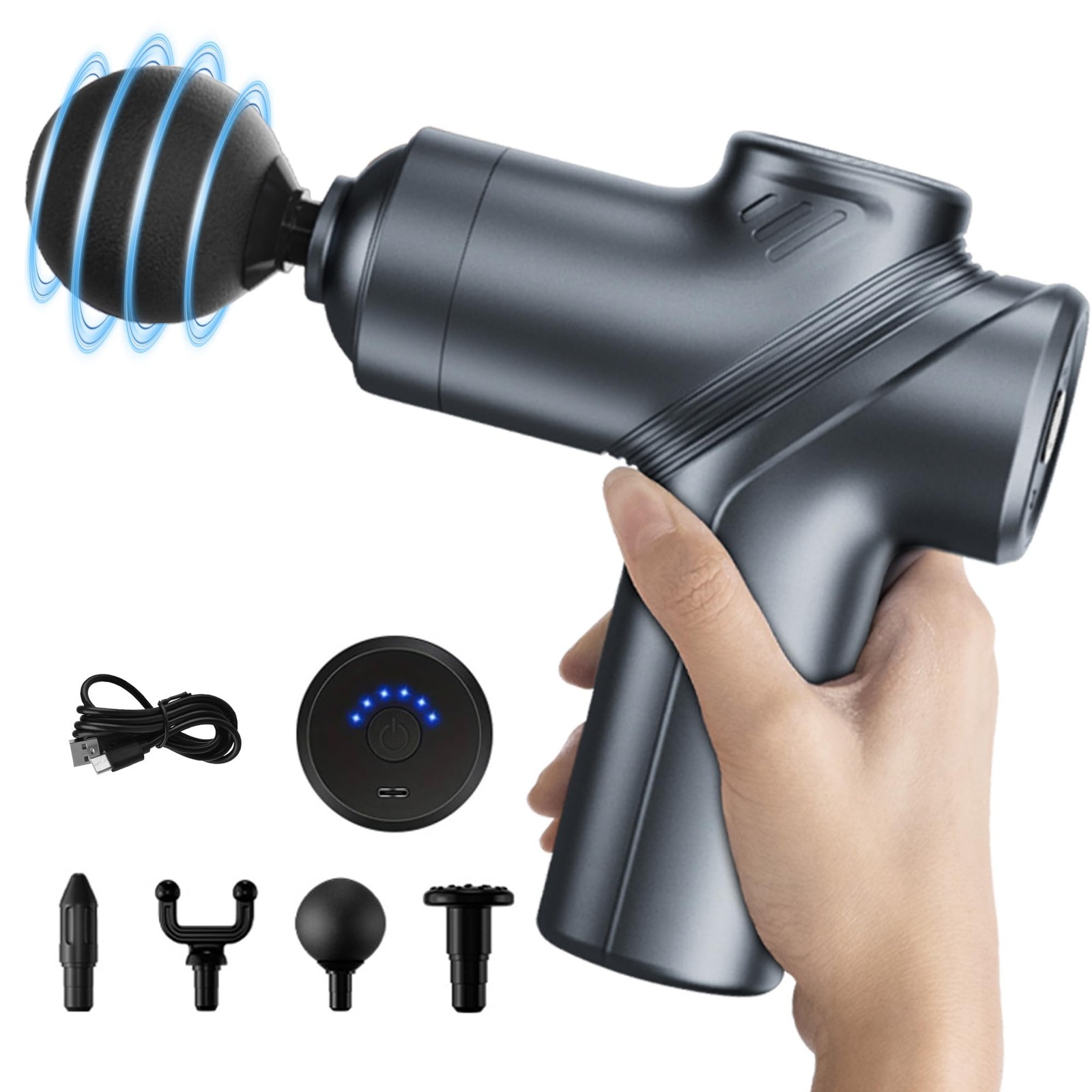 LEERCON Massage Gun Deep Tissue, Silent Brushless Motor and Portable A1-Blue