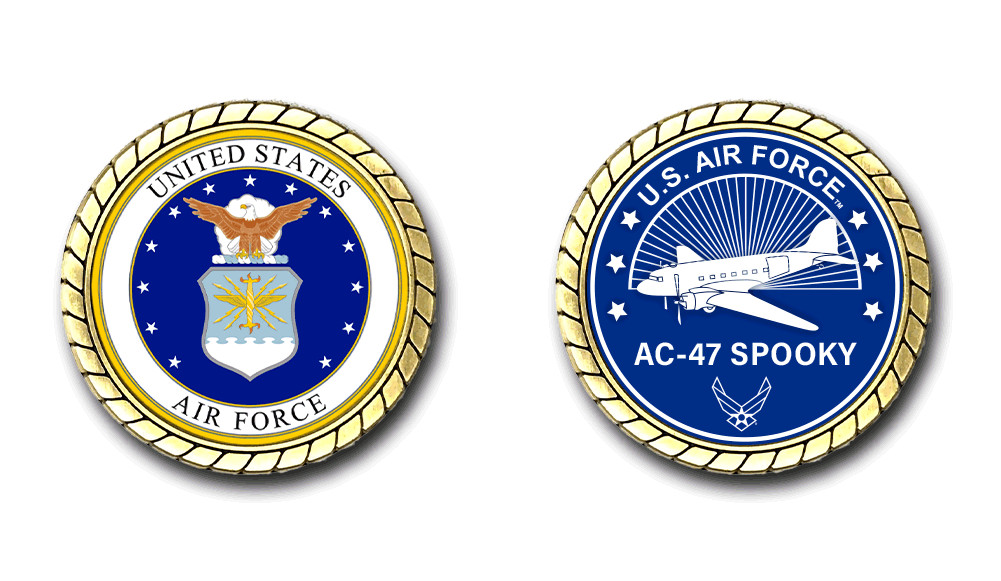 US Air Force AC-47 Spooky Aircraft Challenge Coin Officially Licensed