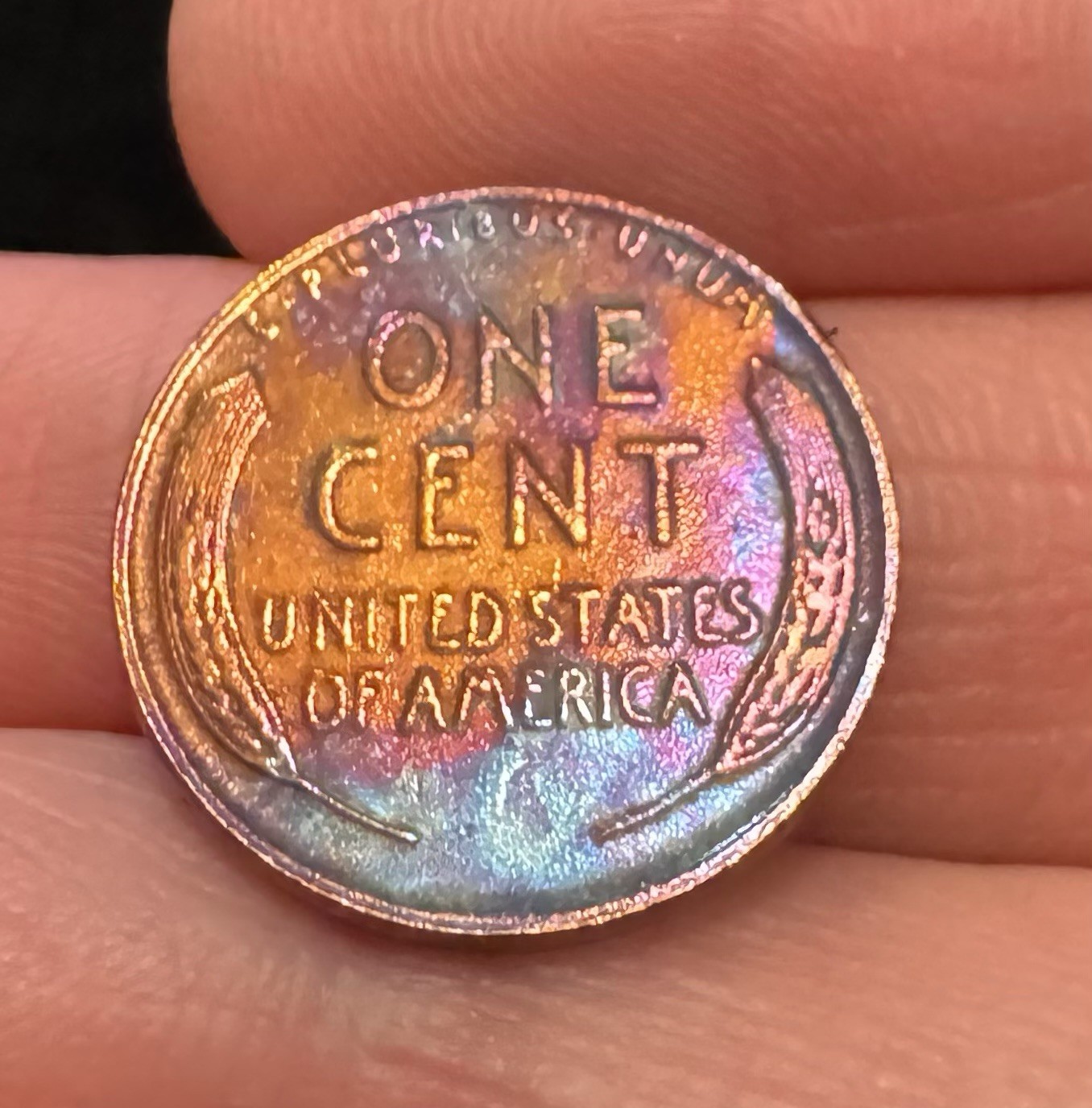 1945 - P Lincoln Wheat Cent (VF) Purple & Blue Toning