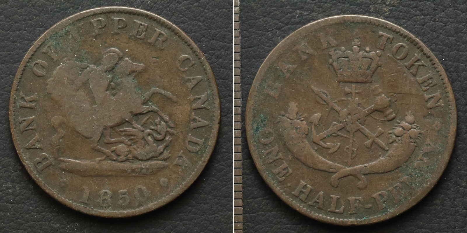 *Upper Canada Token, 1/2 Penny 1850, Coin Jeton[E11972]7u0