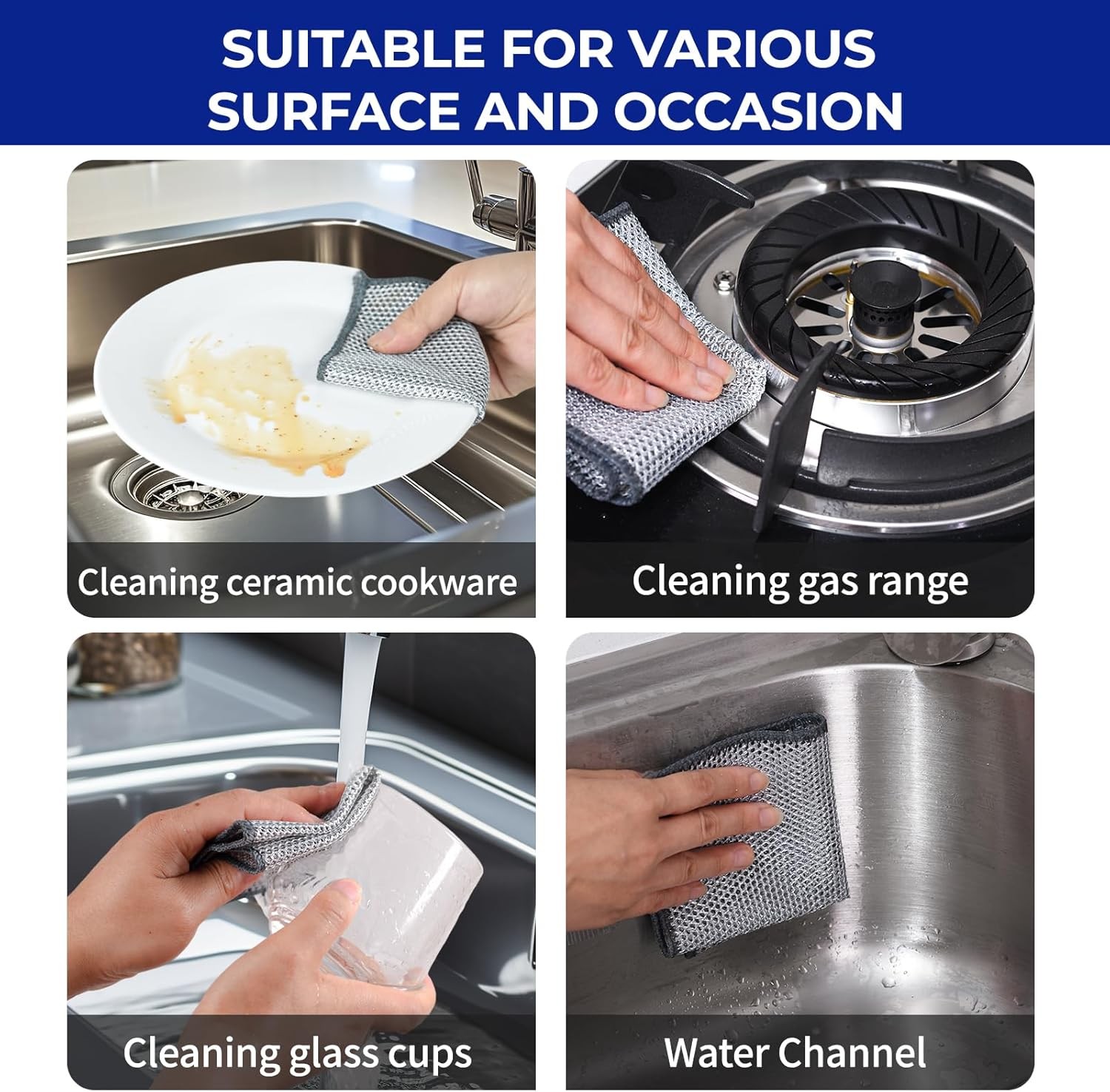 Stainless Steel Scrubber and Cleaning Rags - Non Scratch Wire Dishcloth for Wash