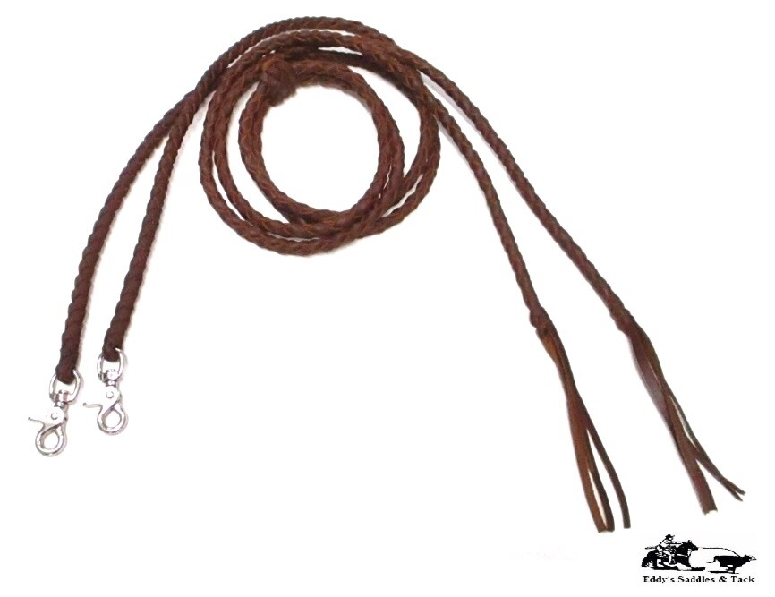 Braided Leather Split Reins 4 Plait Heavy Oiled Dark Brown Handmade Mexico New