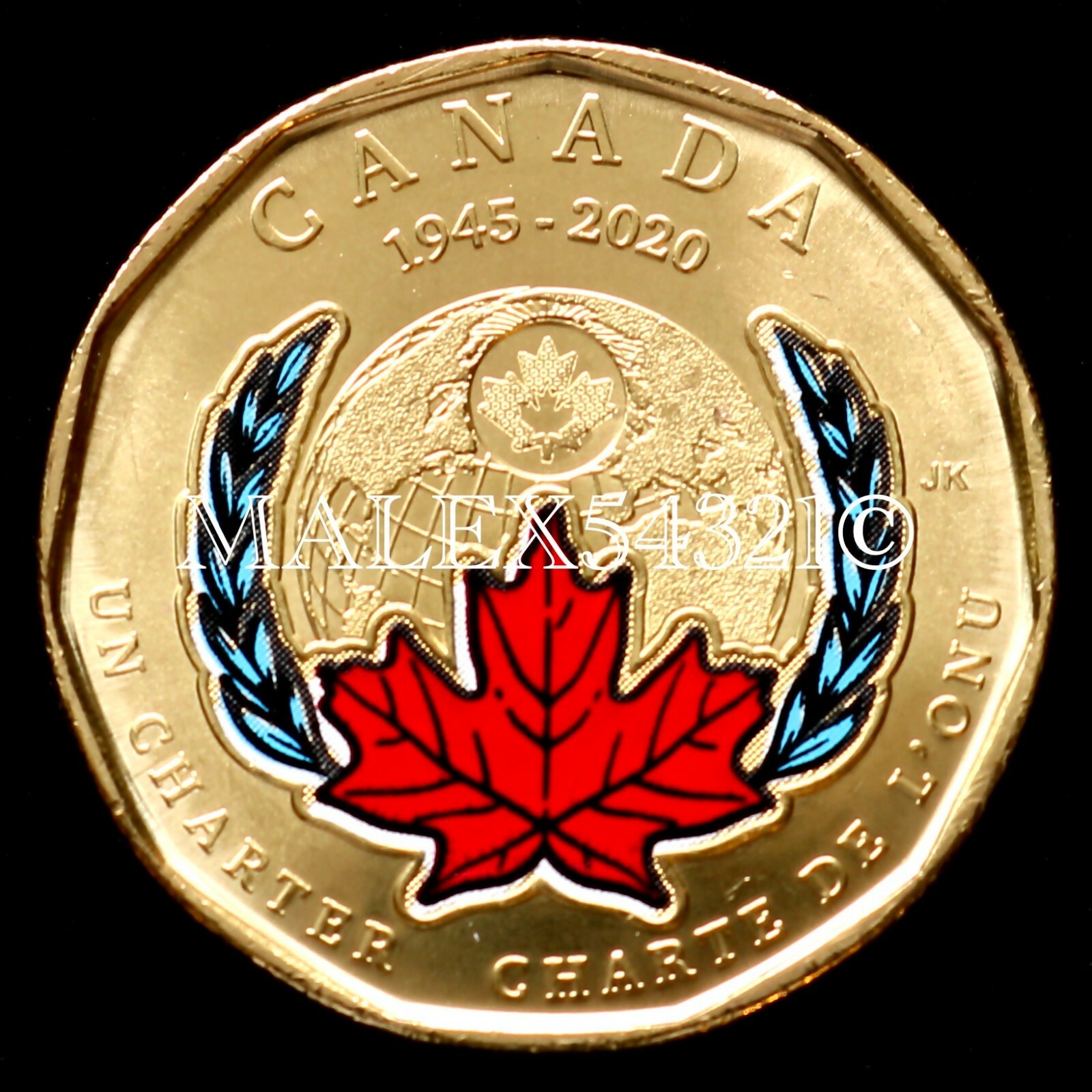 🇨🇦​ CANADA 2020 COLOURED 1 DOLLAR "75TH ANNIVERSARY OF THE UNITED NATIONS" UNC