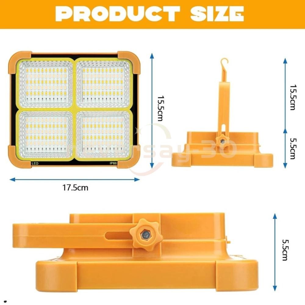 Portable LED Solar Work Light USB Rechargeable Emergency Worklight Security Lamp