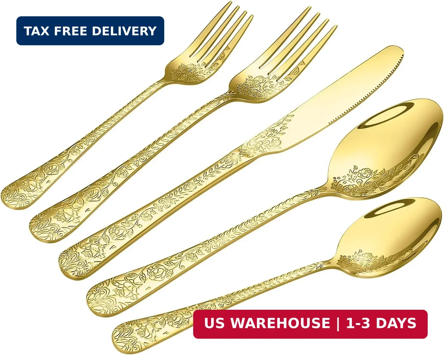 20 Pcs Gold Silverware Set for 4, Food Grade Stainless Steel Flatware Set, Eatin
