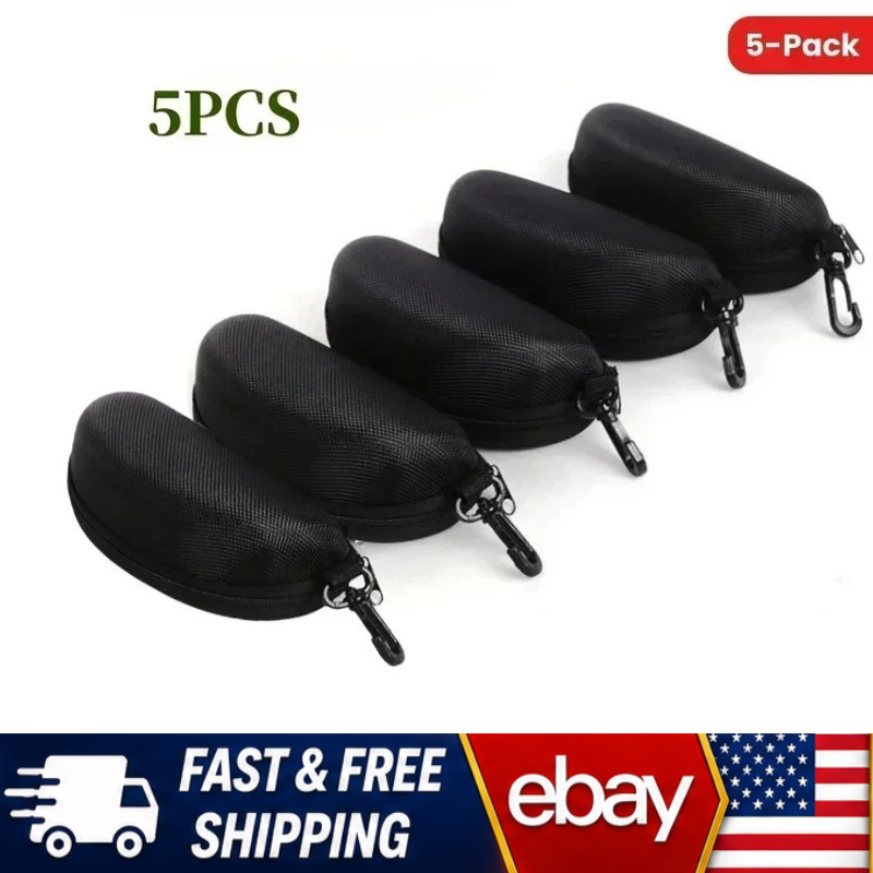 5-Pack Eye Glasses Case Box Sunglasses Protector Hard Zipper Belt Clip Portable