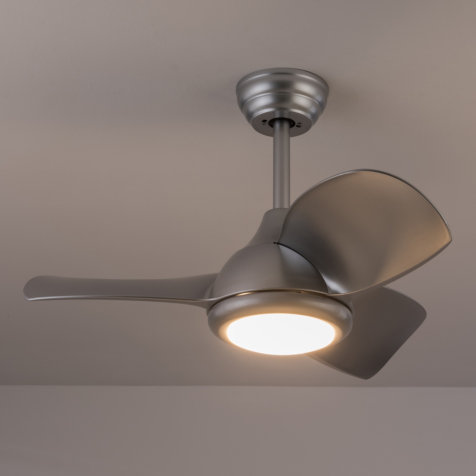 30 Inch Silver Ceiling Fan with Light & Remote Control , 3 Blades Design New