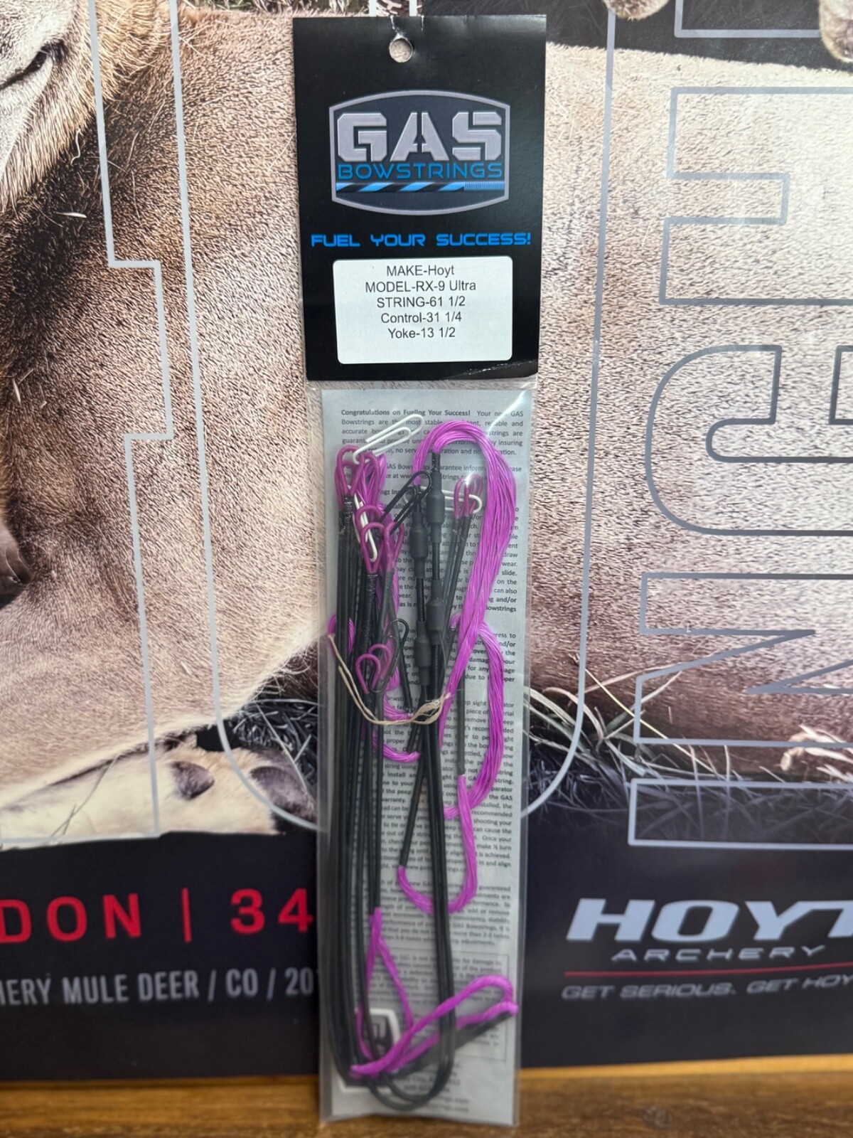 Gas Bowstrings Hoyt RX-9 Ultra Strings w/Speed Nocks RX9 Ultra ALL Flo Purple