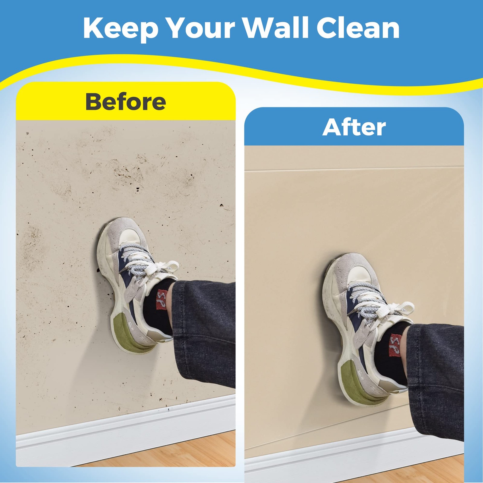 Clear Wall Protector, Non Adhesive Static Cling Removable Contact Paper, Plastic