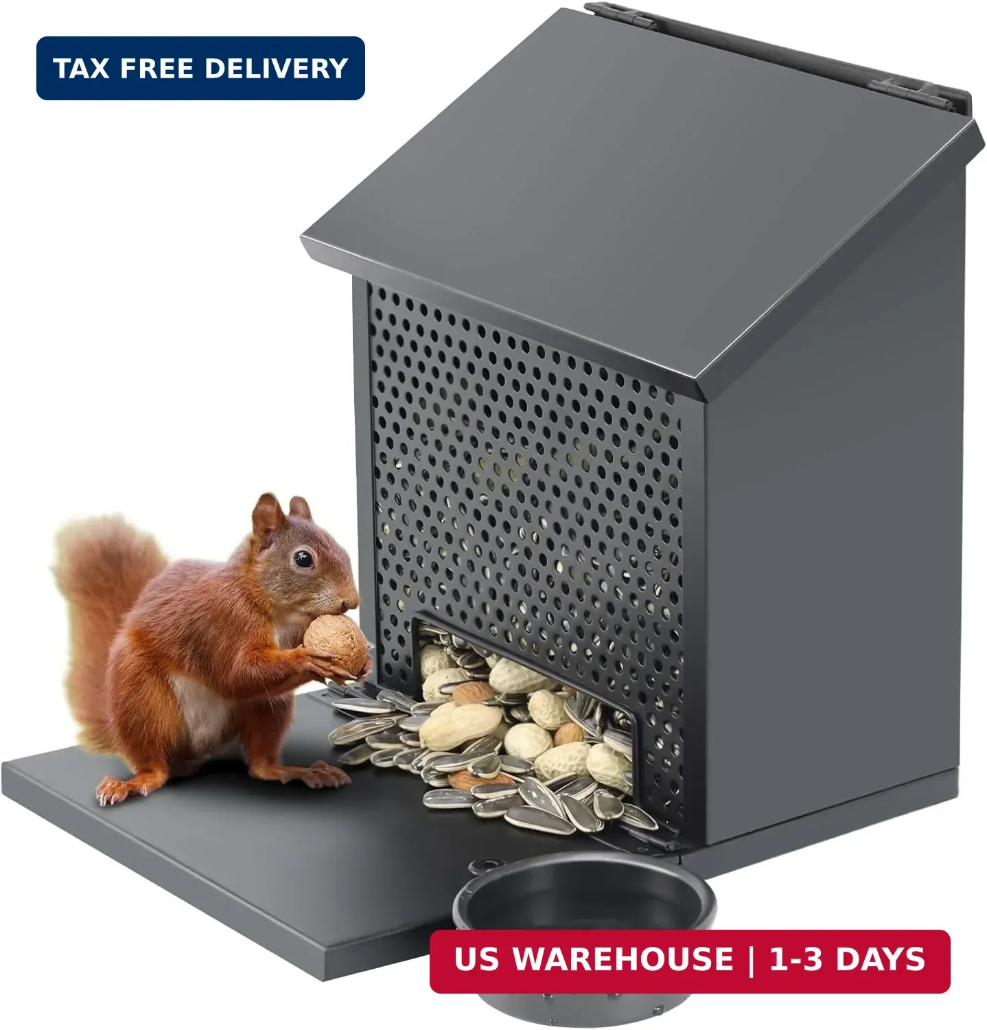 Squirrel Feeders for Outside,Squirrel Feeder with Foldable Metal Front Panel Per