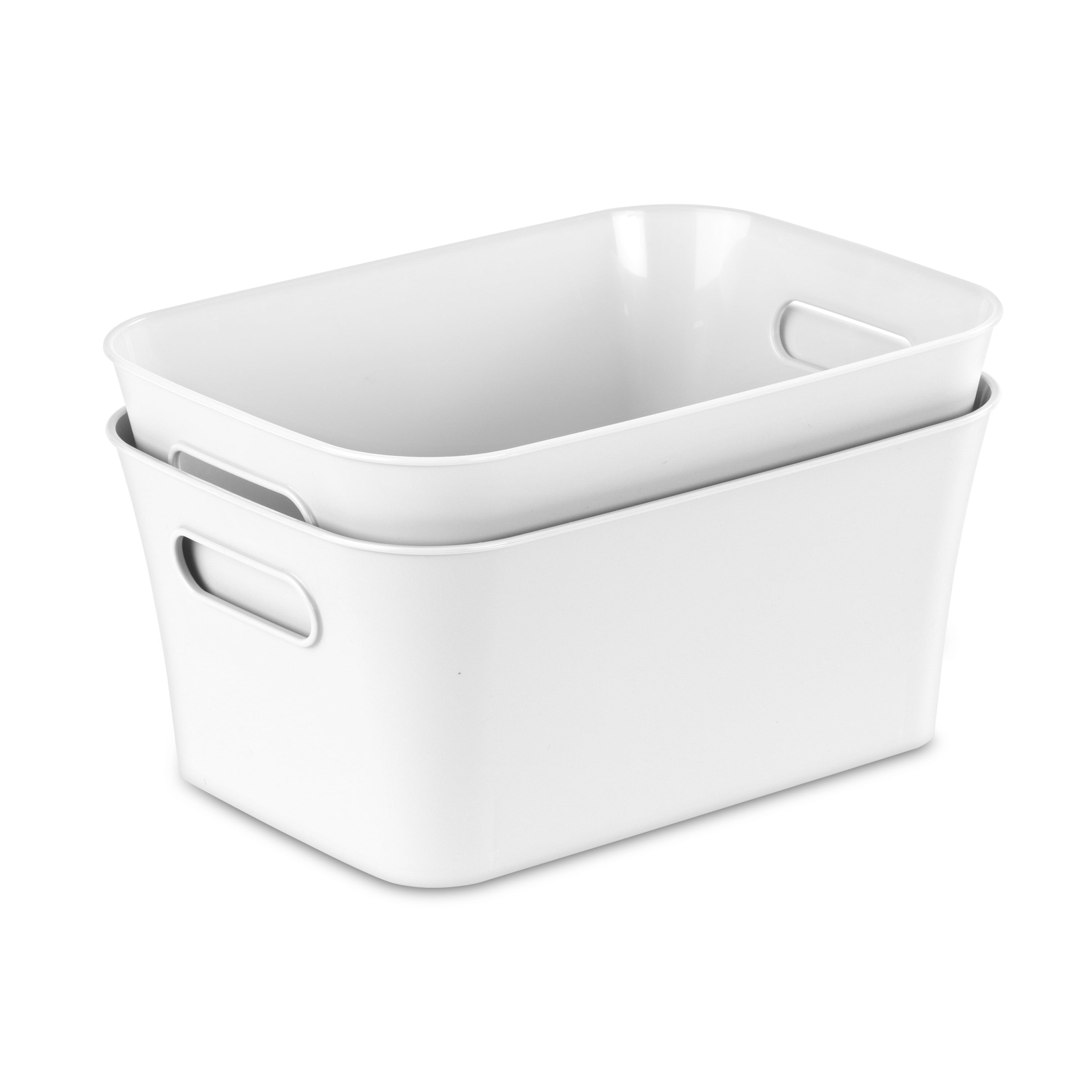 (6 pack) 2-Pack Small Plastic Storage Bins, White！