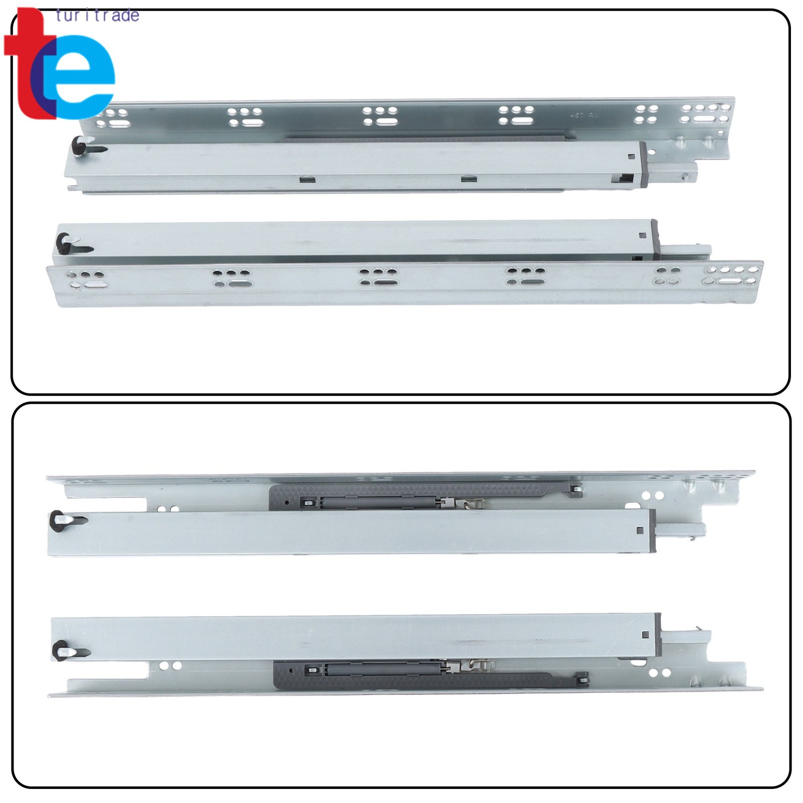 Concealed Undermount Drawer Runners 18" Soft Close with Mounting Screws