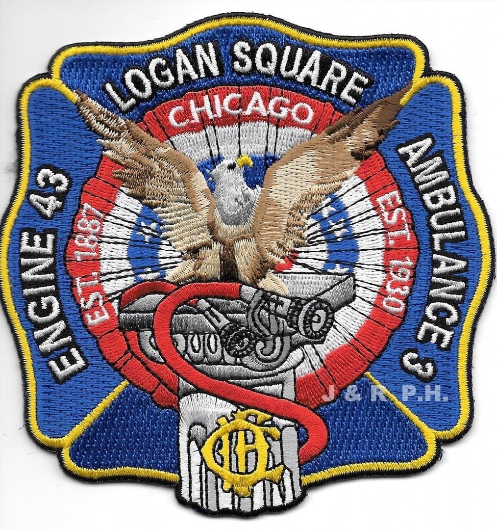Chicago Engine - 43  "Logan Square", Illinois (4.5" x 4.5") fire patch