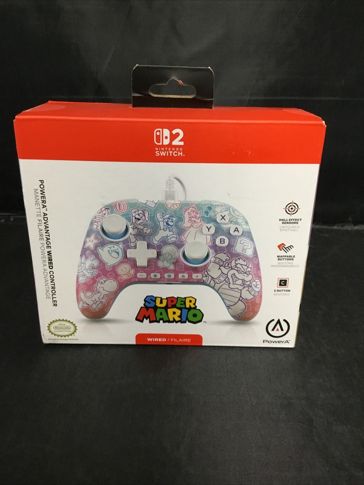 Genuine POWER A Nintendo Switch 2 Wired Controller (MUSHROOM KINGDOM) Brand New