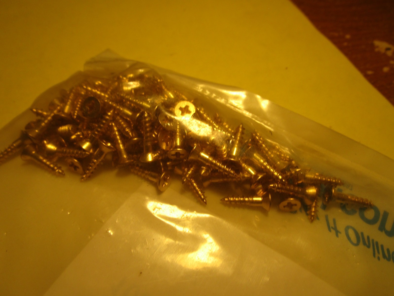 #4-22 x 1/2" Flat Head Phillips Sharp Pt Plain Finish Brass Wood Screw QTY 100