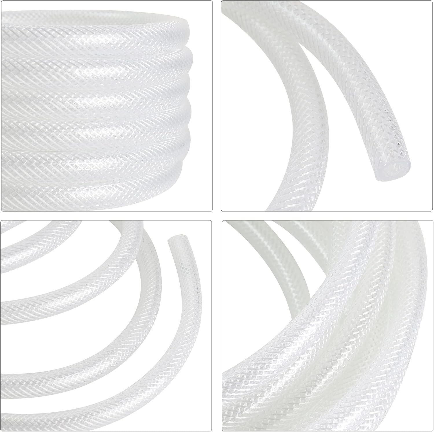 1/2’’ ID × 3/4’’ OD - 100 ft Clear Braided Hose 1/2'' I.D.,