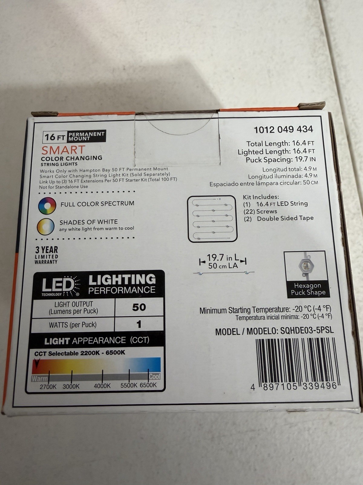 3 Pc Lot - Hampton Bay 10-LED 16.4' Plug-in Mini LED String Light Expansion Set