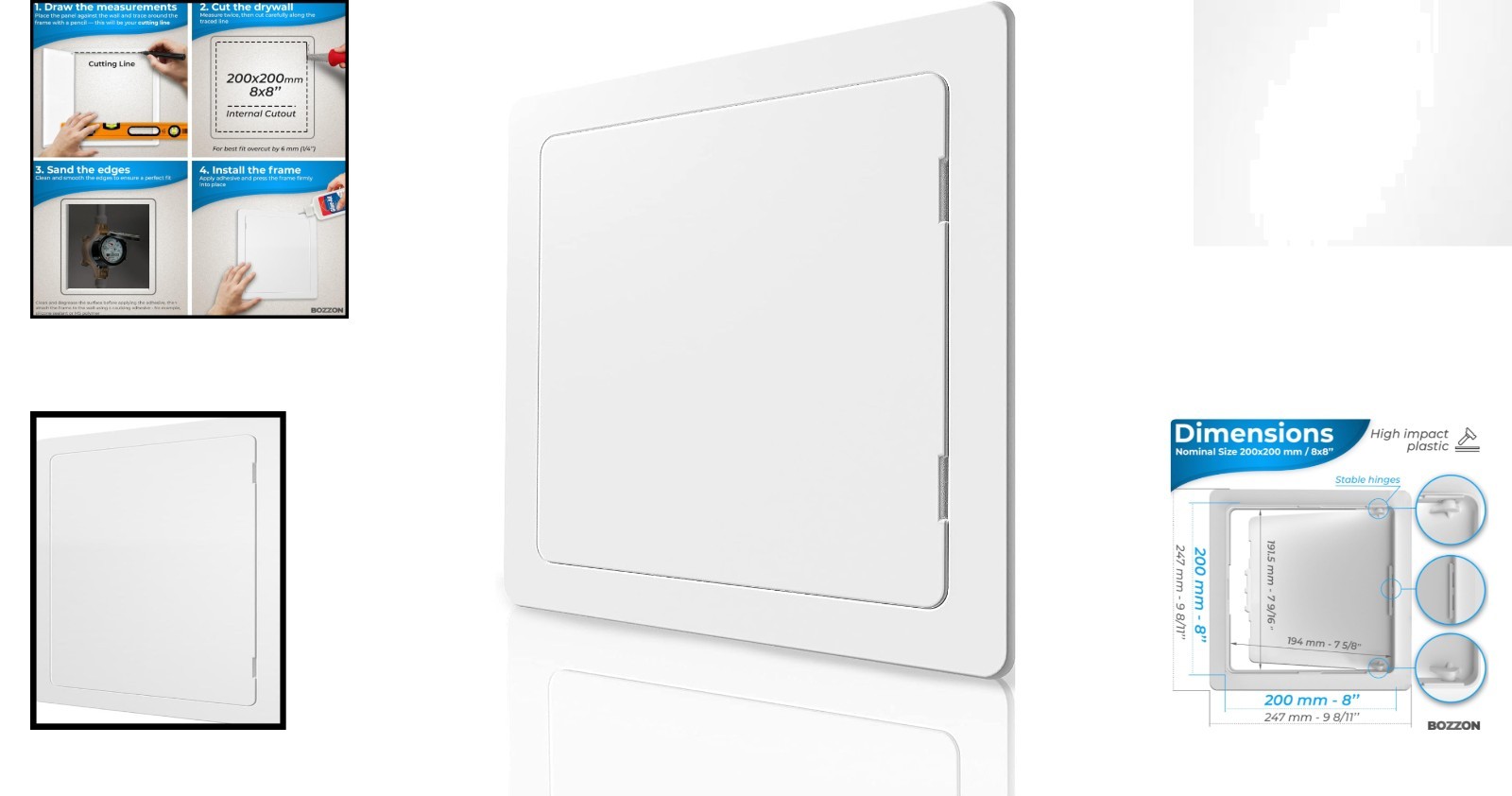 Versatile 8x8 Plastic Access Panel - Ideal for Concealed Spaces & Easy Access