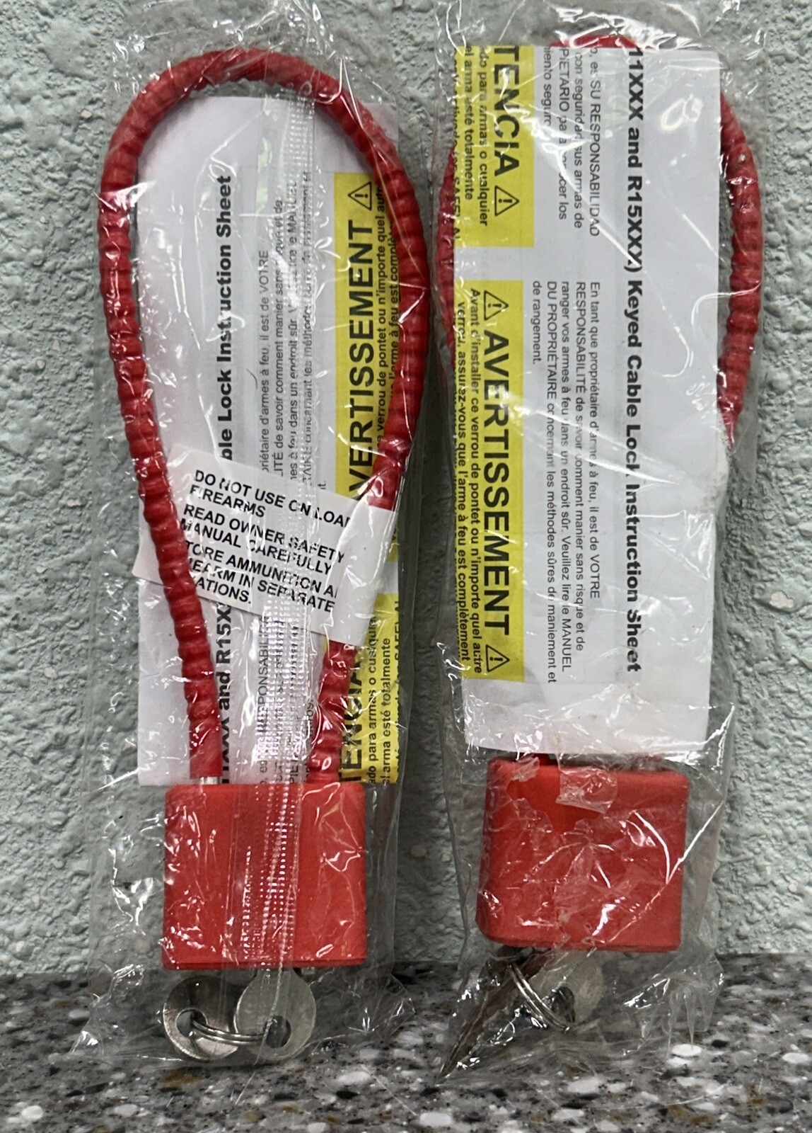 2 New Red Regal Cable Gun Locks With 2 Keys- Child Safety