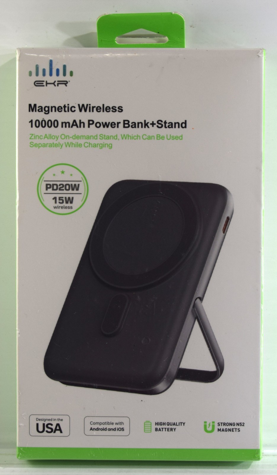 EKR Magsafe Portable Charger 10000mAh PD20W Magnetic Wireless Power Bank + Stand