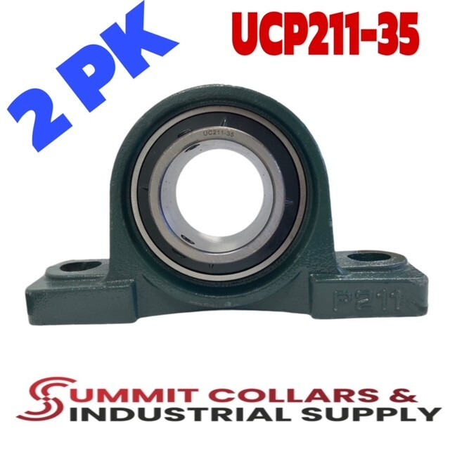 UCP211-35 2-3/16" Pillow Block Bearing, Solid Base P211 Pack of 2