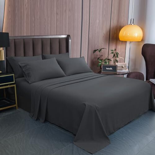 Queen Size Sheet Set - 6 Piece Hotel Luxury Wrinkle-Free Microfiber Sheet Oek...