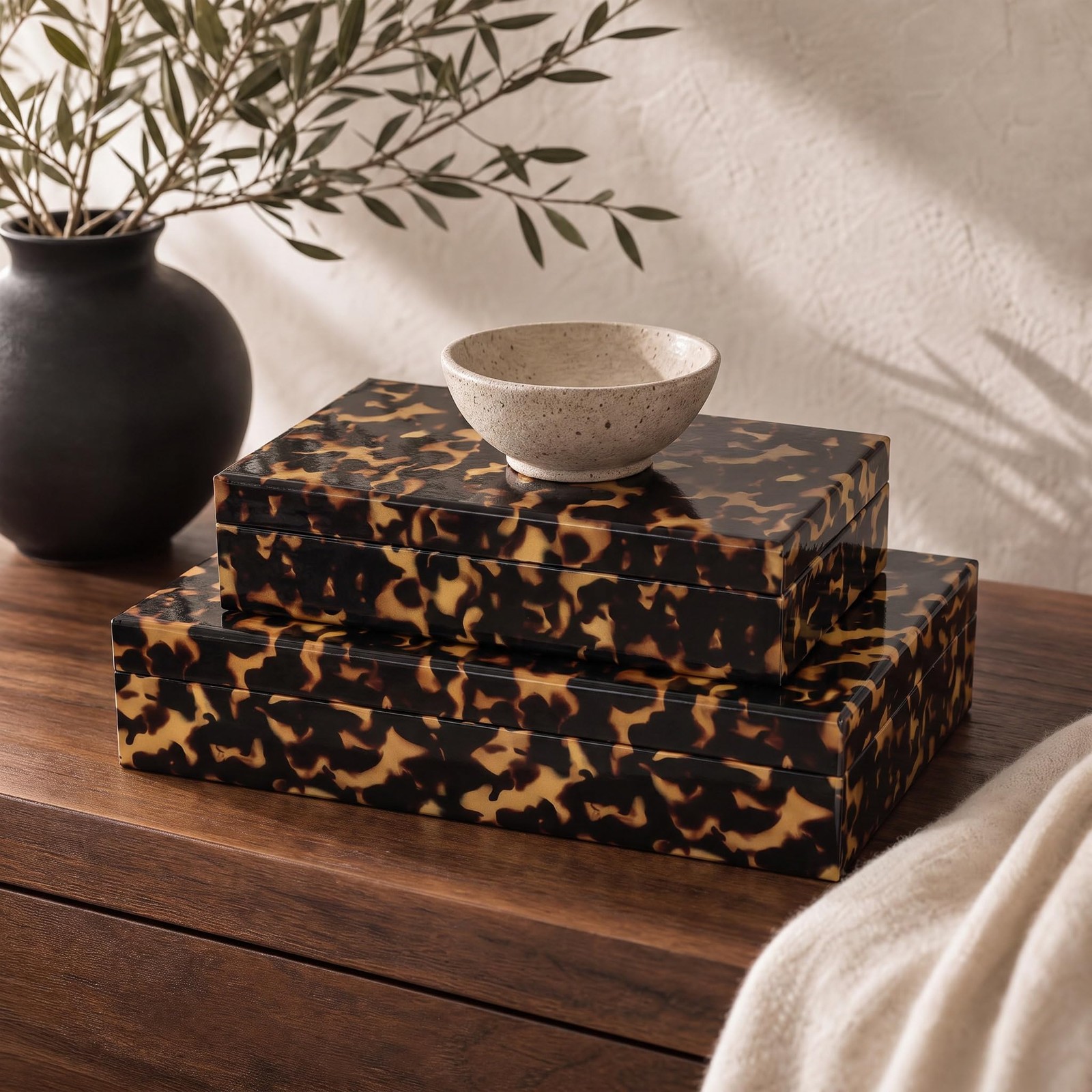 Decorative Storage Boxes with Lids - Set of 2 Beautiful Organizer Bins for Yo...