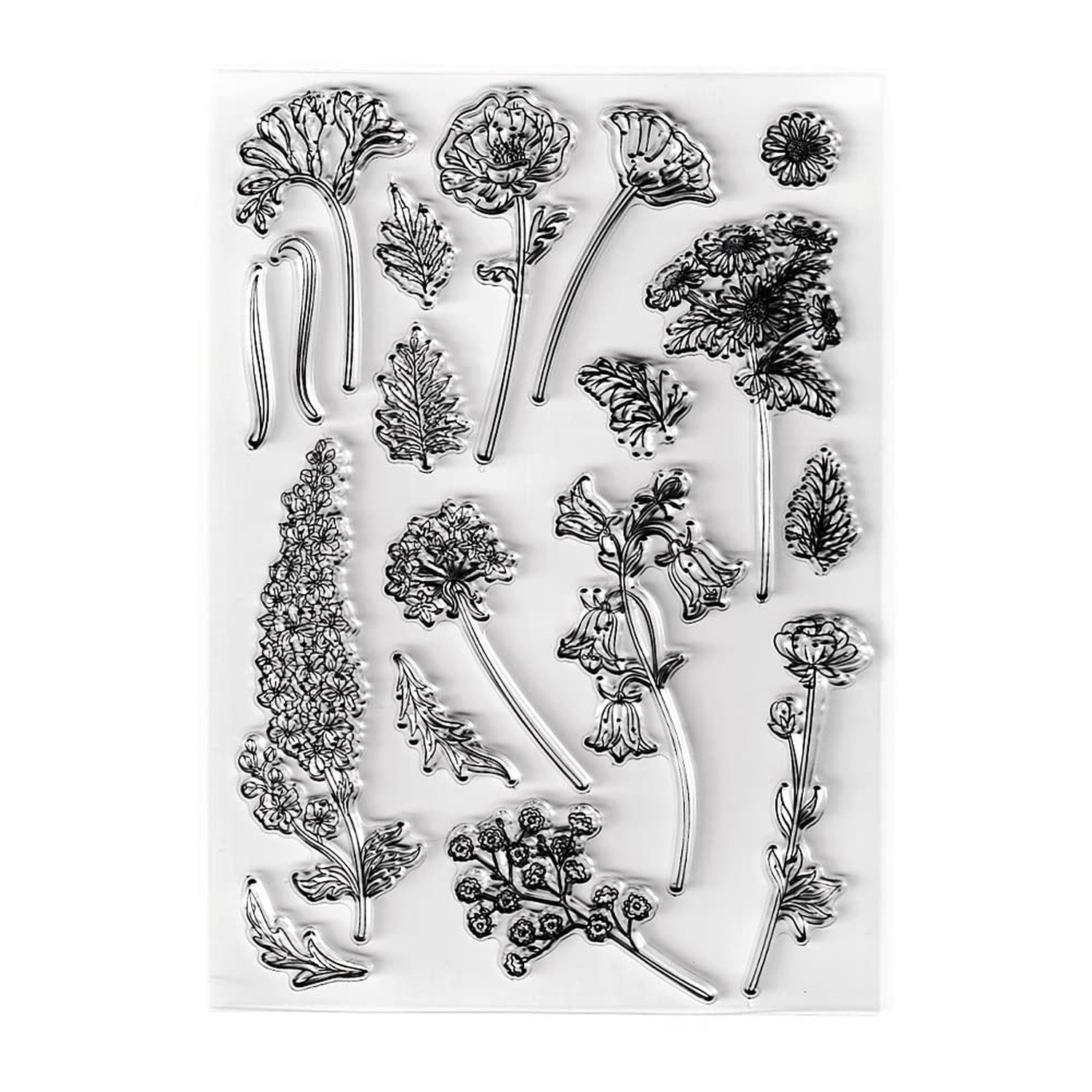 Spring Orchid Flowers Leaves Clear Stamps Silicone Stamp Cards with Sentiment...
