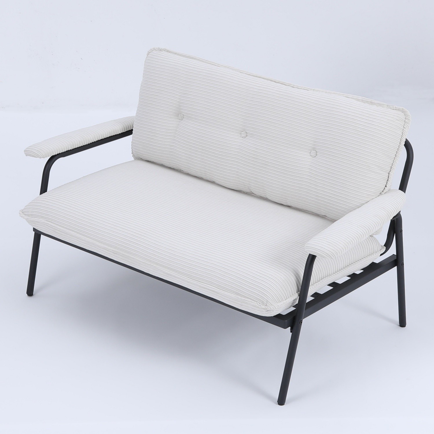Modern Loveseat Sofa Couch 2 Seater Upholstered Sofa Couch w/ Black Metal Frame