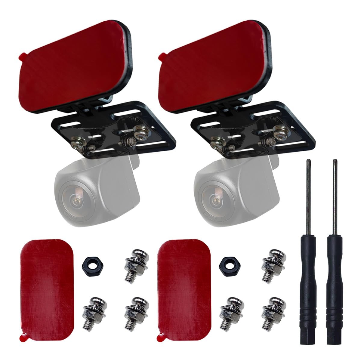 Car Rear Camera Holder, Adjustable Vehicle Backup Mount, 2 SET, Black