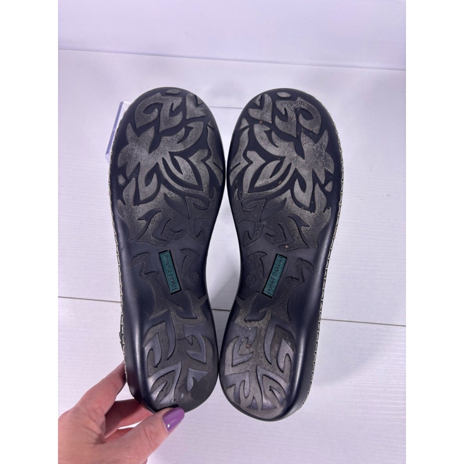 Josef Seibel Black Leather Mary Jane Flats Contrast Stitching Comfort Shoes 41