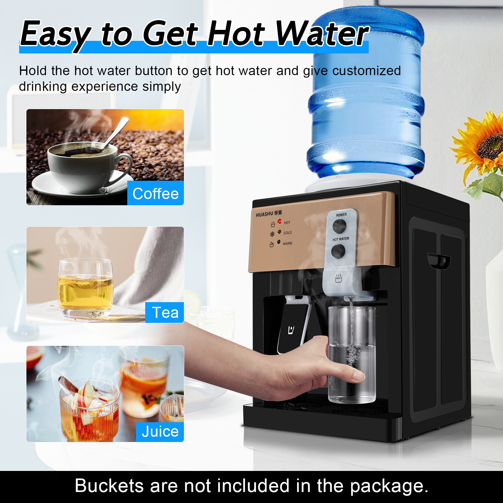 Top Loading Countertop Water Dispenser Hot Cold Water Cooler Drinking Machine US