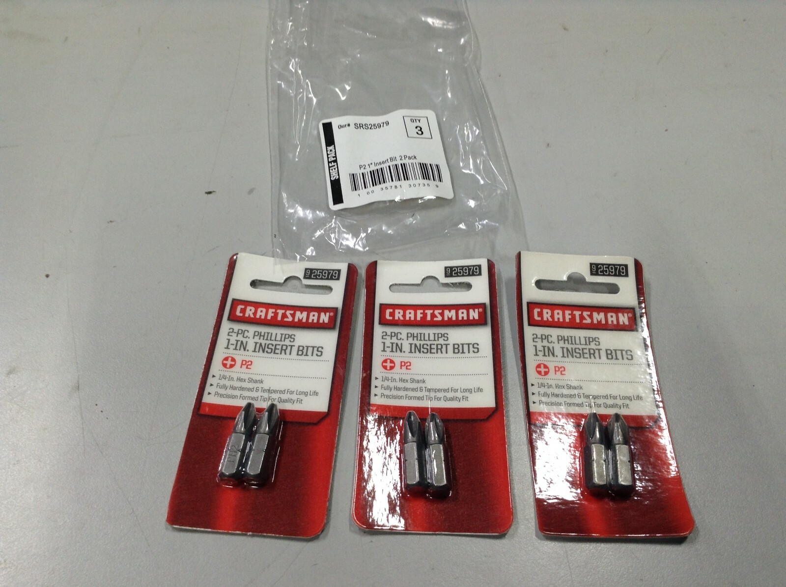 NEW CRAFTSMAN 1" PHILLIPS INSERT BITS (3) 2 PACKS =6 TOTAL 25979