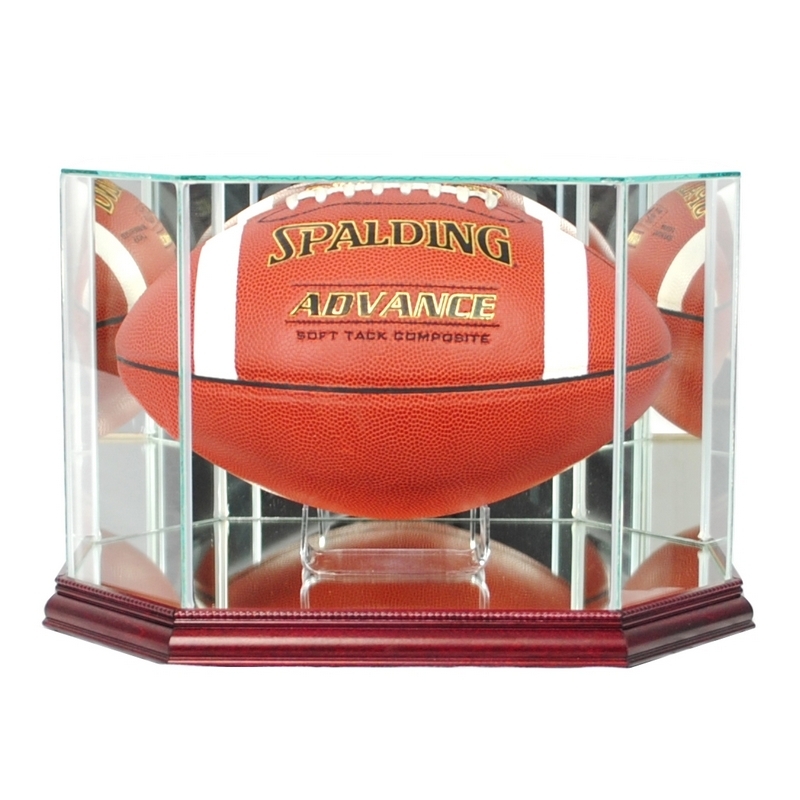 New Full Sized Glass Football Display Case UV  w/3 molding colors