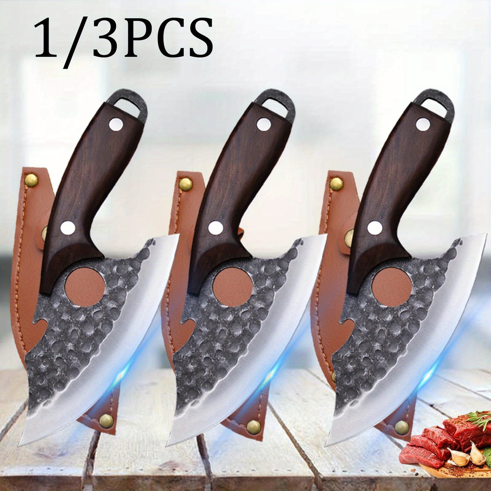 1/3 PCS Stainless Steel Boning Fish Knife Handmade Forged Camping Tools