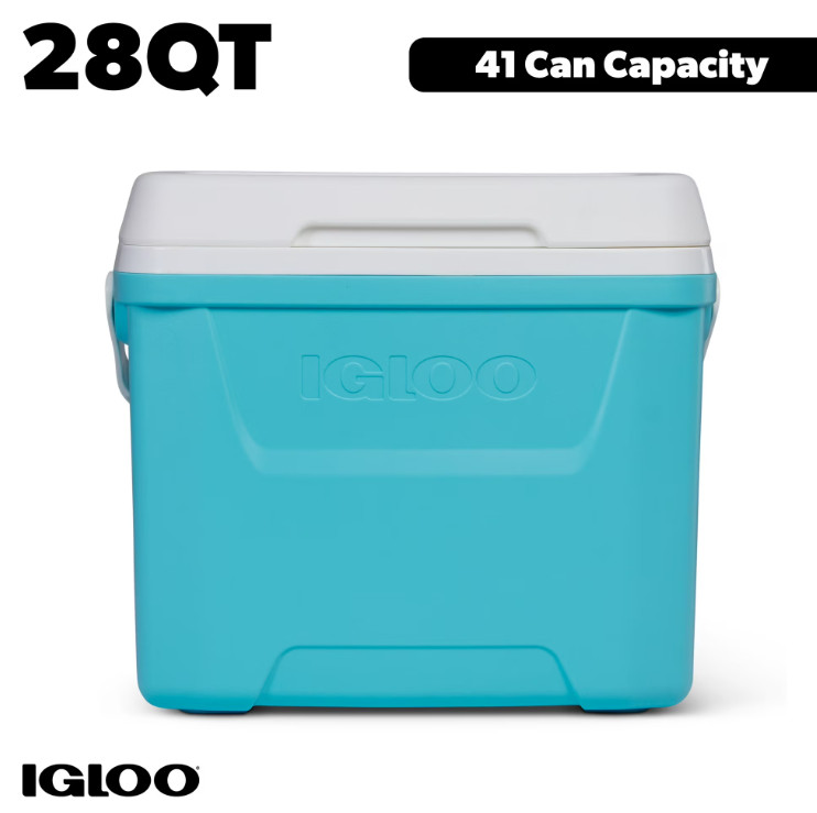 Igloo 28 QT Laguna Hard-Sided Ice Chest Cooler, Aqua Blue and White