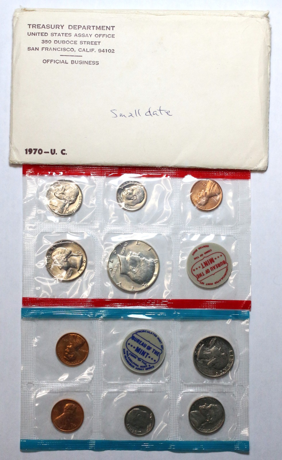 1970 US Mint P & D 10-Coin Uncirculated Set w/ OGP - SMALL DATE - Nice Set!