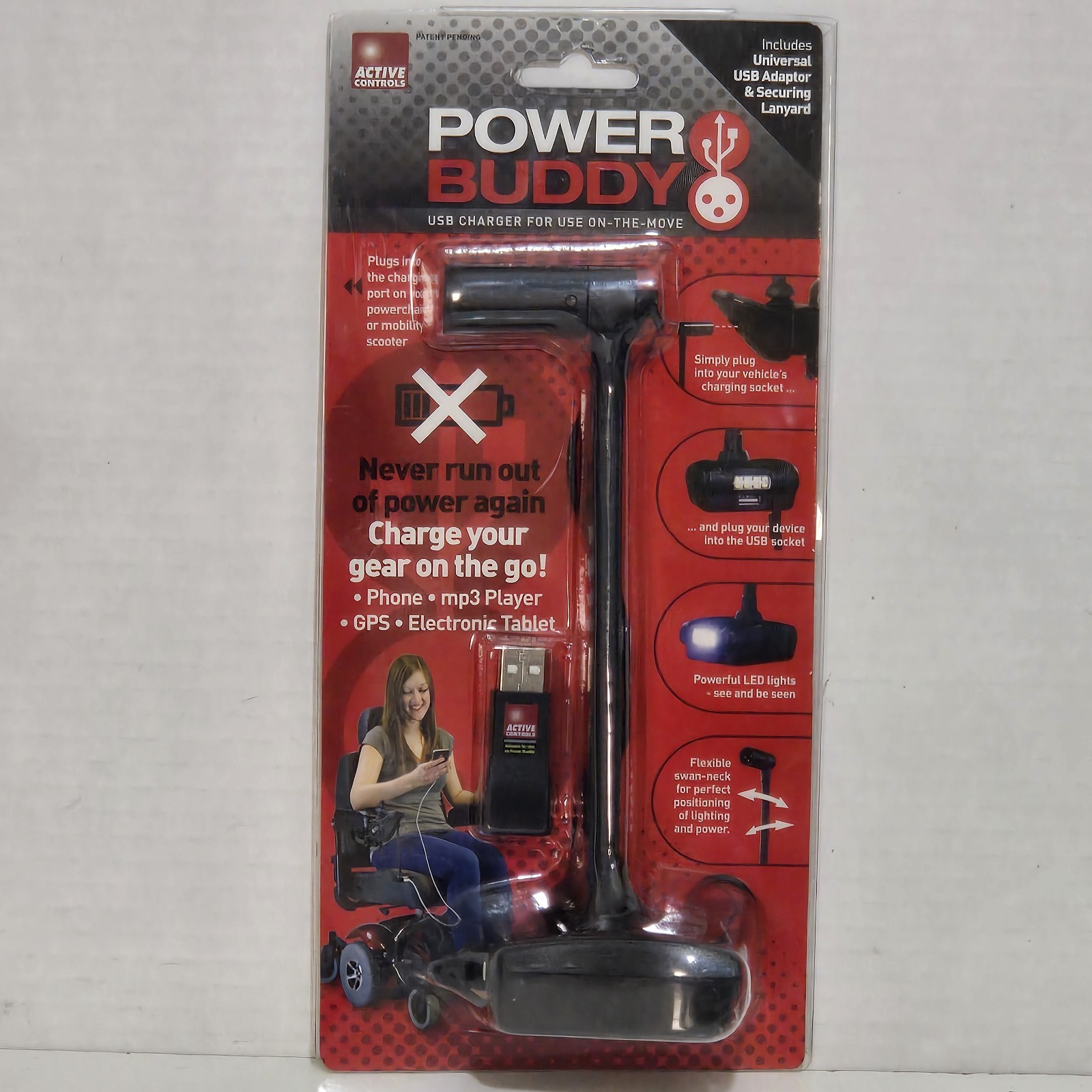 Active Controls Power Buddy - USB Charger and Guide Light for Powered Mobility