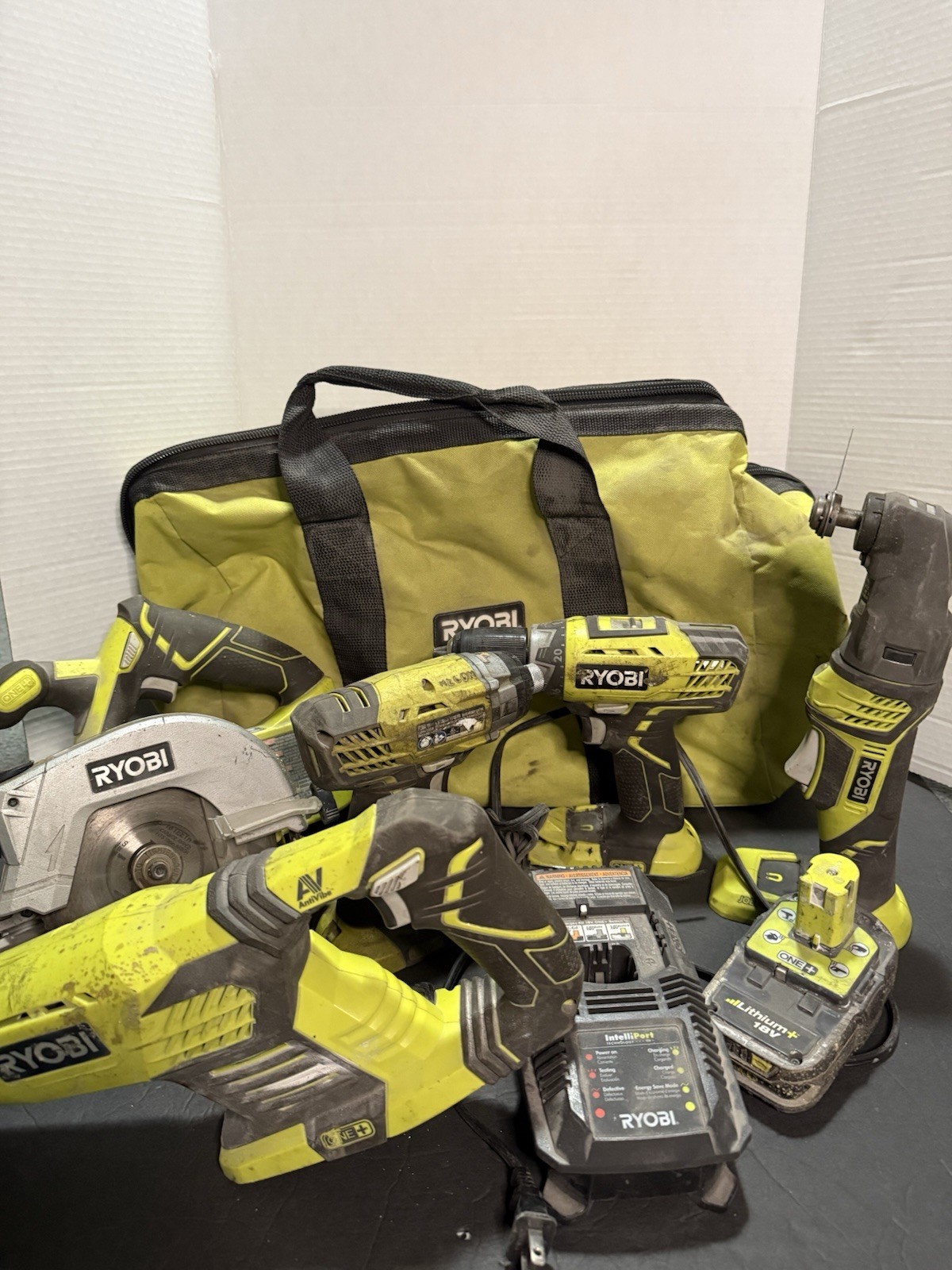 RYOBI 18V ONE+ 5-Tool Cordless Combo Kit,  Li-Ion Battery, Charger, Bag