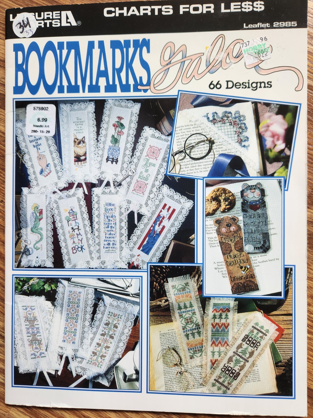 Bookmarks Galore, 66 cross stitch designs, Leisure Arts, 1997