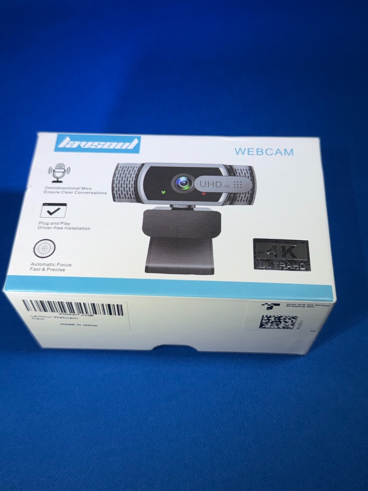 Lavsoul 4K Webcam Black USB Autofocus Mic