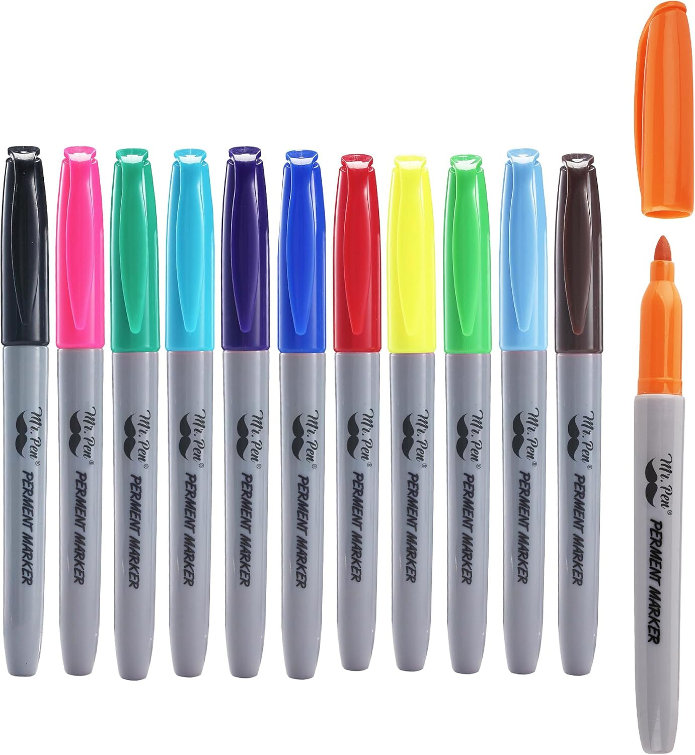 - Assorted Color, Fine Point Permanent Markers, 12 Pack
