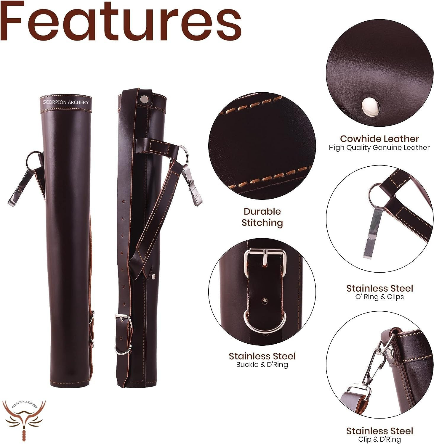 Handmade Leather Back Quiver for Bows - Lightweight & Comfortable Gift
