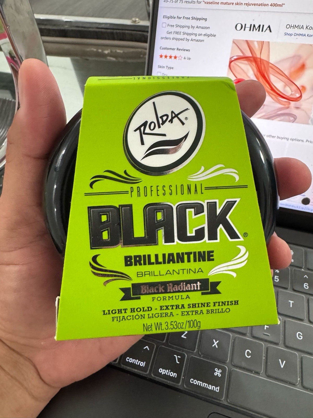 ROLDA Professional Black Brilliantine Wax Black Radiant Formula 3.53 oz