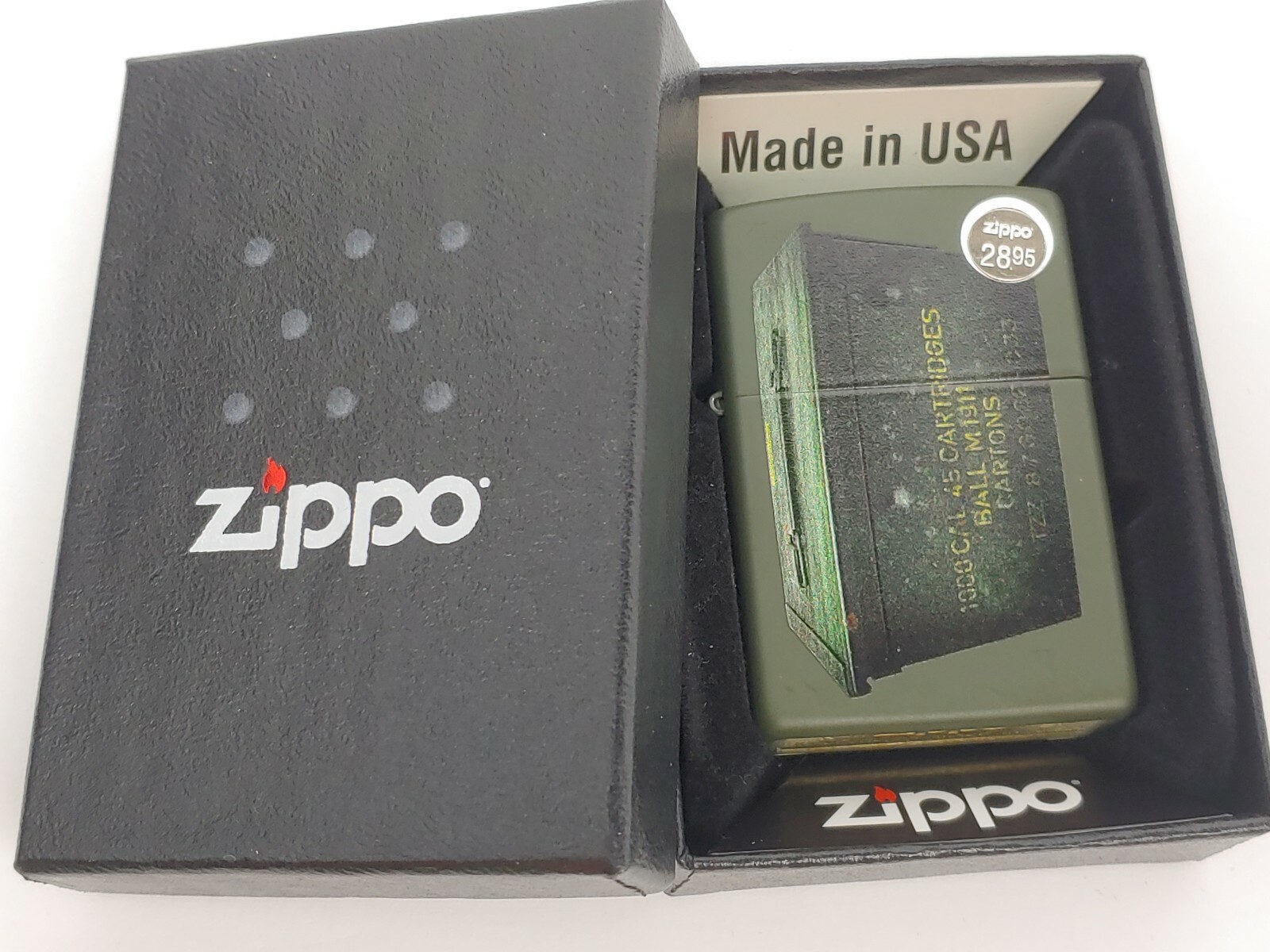 ZIPPO 221 AMMO CRATE Green Matte Lighter - NOV (K) 2021 - NEW/Never Fired!