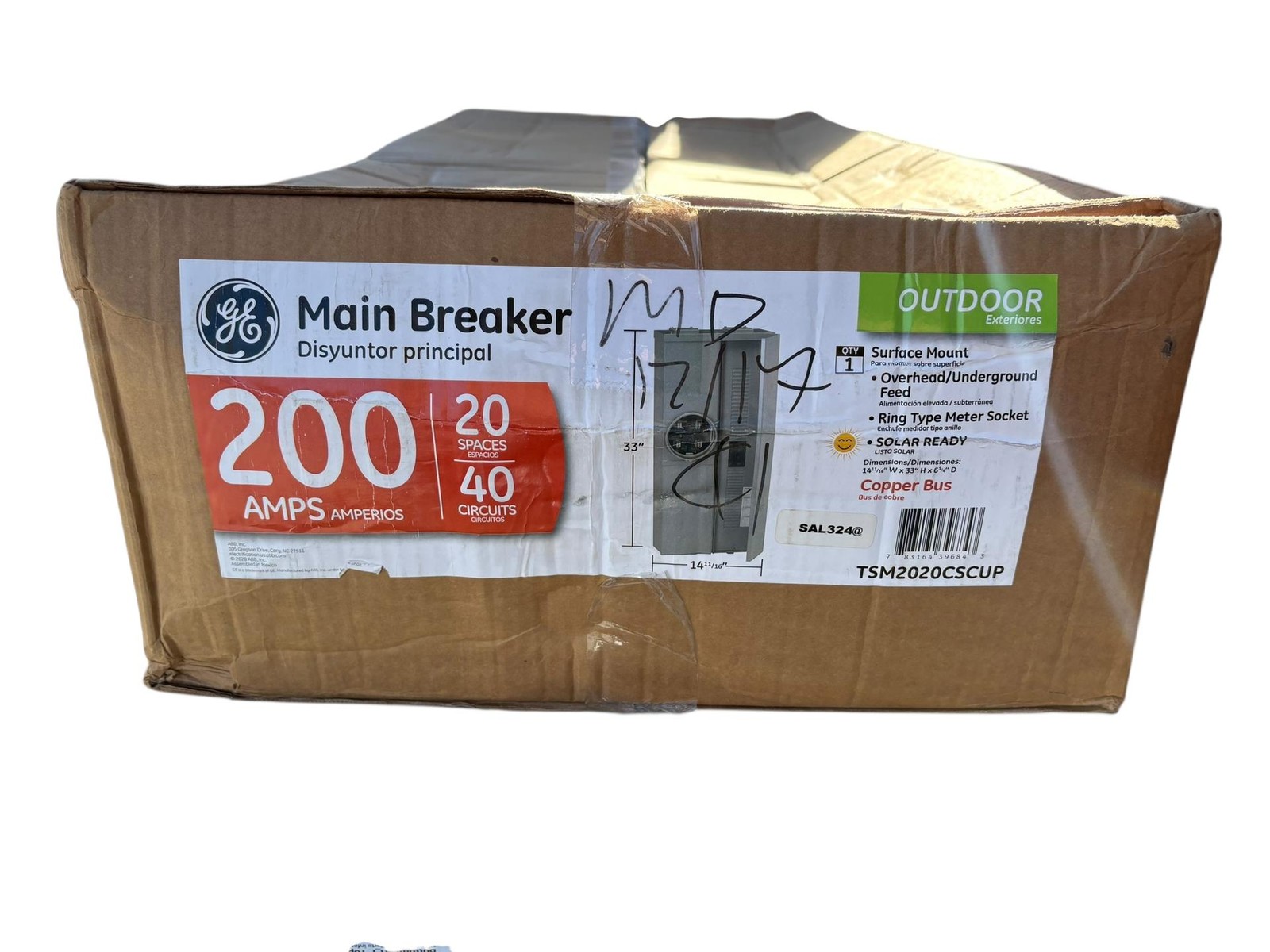 GE TSM2020CSCUP 200A Main Breaker 20 Spaces 40 Circuits Load Center PowerMark