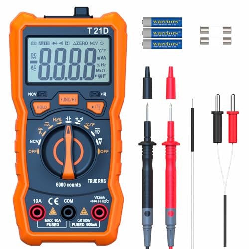 Auto-Ranging Digital Multimeter, TRMS 6000 Counts AC DC up to 600V/10A