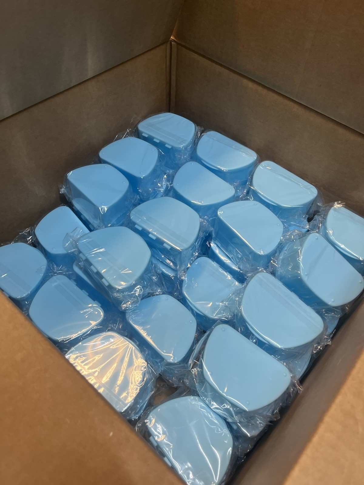 denture storage case Light Blue 2” Deep 53 Count