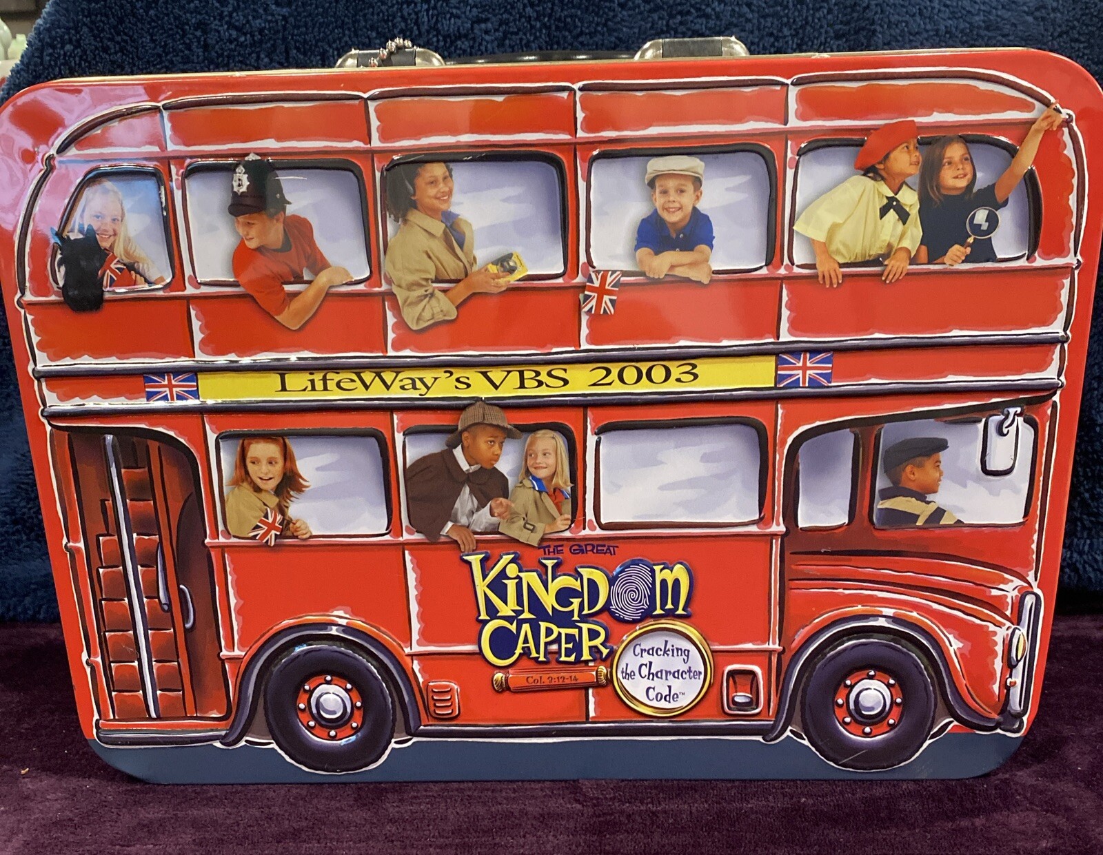 LIFEWAYS VBS 2003 KINGDOM CAPER TIN BUS EMPTY