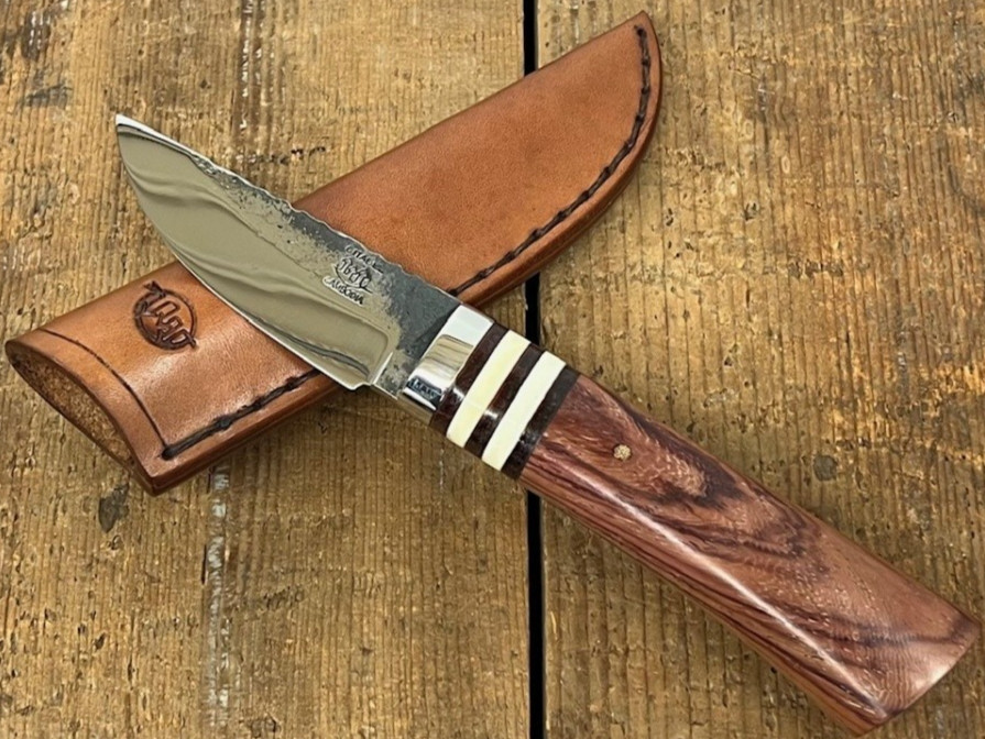 Citadel Nordic Small Bushcraft Knife Filework Rosewood Bone w/ Leather Sheath